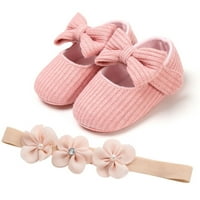 Yinguo Toddler Baby Girls Prewalker cvijeće Bowknot Princess Cipele + Traka za glavu Pink 11