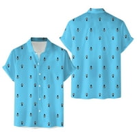 Haxmnou Men Short rukav proljeće Ljeto Ležerne prilike tiskane majice Moda Top bluza Majice Blue XL