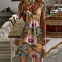 Dame Ljeto kratki rukav modni haljina V-izrez cvjetni ispisani odmor Swing Flowy Ugodna sundobras dame