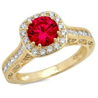 2.7ct okrugli rez ružičasti simulirani turmalin 18K žuti zlatni graviranje izjava bridalna godišnjica Angažman vjenčanje halo prstena veličine 8,75