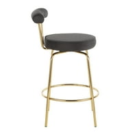 Rhonda Glam Counter stolica u zlatnom metalu i crnom baršunu - set od 2