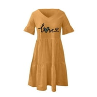 Ersazi opružne haljine za žene Žensko ljetno casual cvjetni print casual s kratkim rukavima V-izrez
