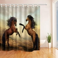 Životinja dva konja koja se igraju na zavjesu za kupatilo prerijskih poliestera, zavjesa za tuširanje