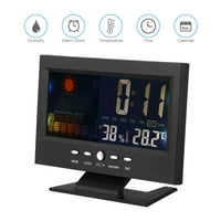 Higrometar Termometar Digitalni sat Odgoda kalendara Vrijeme sa LED displejom u boji, crna