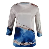 Majice za žene za žene ljeto, majice dužine rukava za žene casual ljetni bluze Crewneck cvjetni ispisani