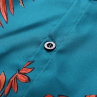 Puawkoer kratka modna bluza od tiskane rukave Ljetne casual muške proljeće Top košulje na plaži Muške