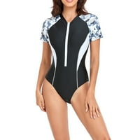 Zermoge kupaći kostimi za žene plus, žene Konzervativni ispis Strappy Back Set Rompers Sunčana sječka Swimsuits Swimress