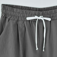 HVYesh Womens Plus size pamučne posteljine kratke hlače Ljetni elastični struk labavi fit Flowy Crdstring