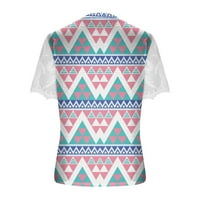 GDFUN Ljetni vrhovi Ženska modna casual labava čipka s kratkim rukavima za štampane majice