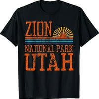 Nacionalni park Zion Utah Desert Retro zalazak sunca Vintage majica Crna Velika