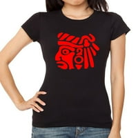 Juniorski crveni drevni aztec Warrior V Crna majica mala