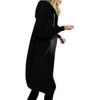 Fatuov puffer jakna za žene Print Duksevi Loose Fals Fashion s dugim rukavima Crne jakne XXL
