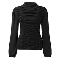 Ženske najbolje žene Ležerne prilike sa punim rukavima s dugim rukavima Bluza Black XL
