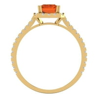 1. CT sjajan smaragdni rez prozirni simulirani dijamant 18k žuti zlatni halo pasijans sa accentima prsten sz 6.5