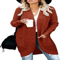 Ženski s dugim rukavima otvoreni prednji kardigani Ležerni lagani mekani čvrsti pleteni pleteni džemperi