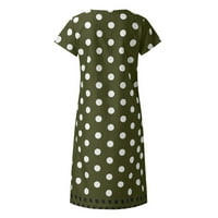 Ležerna haljina za žene Modni labavi polka Dot Print Colorblock kratki rukavi V-izrez Haljina XL