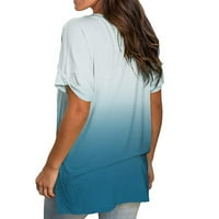 Umfun ženske ljetne vrhove casual gradijentskih majica na vrhu modne V-izrez kratki rukav labav bluza