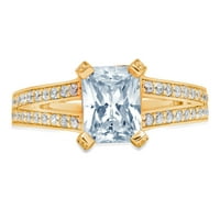2. CT Sjajni smaragdni Clear Simulirani dijamant 18k žuti zlatni pasijans sa Accentima prsten sz 7.75