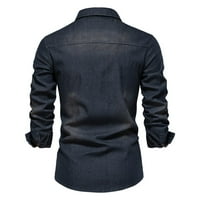 Muška ručna košulja Slim džepa Jeans Majica s dugim rukavima Muška majica Visoki rukav s print velikim