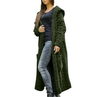 Labakihah Cardigan za žene Ležerne prilike za zimsku čvrstog pletenog kapuljača dugi kardiganski džemper