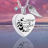 Draggmepartty ogrlica za pepeo sa anđeoskim krilima i kamenjem, legura za održavanje privjeske ogrlicu