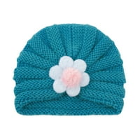 Dječji pleteni šešir jesen i zimski toplinski cvijet hat solid boju bebe šešir