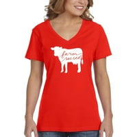 Xtrafly Odjeća Ženska farma uzdigla je krava farmer Ranč Barna Rodeo V-izrez majica