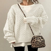 Žene labavi pogodni džemper sa V-izrezom Zimska odjeća