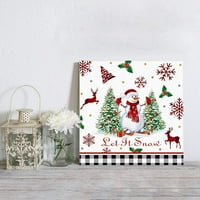 Božićna zidna umjetnost - Snowflake Elk platneni ispis, uokvireni sretan božićni ukrasi za božićne zidne ukrase spremne za objesiti, zidni dekor za spavaću sobu kupaonu kuhinju, božićni poklon, kućni dekor, 12 x12