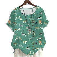 Plus size za žene majice crtani uzorak ispisana ljetna zelena bluza