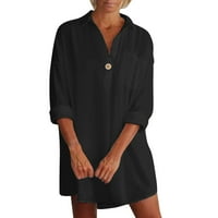 Lroplie Black haljine za žene vruće europska američka majica s dugim rukavima s dugim rukavima labava