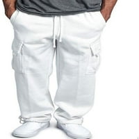 Musuos muškarci urbani ravni noga jogger teška težina flece teretna džepna znojne hlače