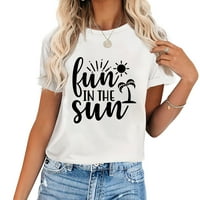 Ženska udobna majica kratkih rukava - ljeto sunčano zalazak sunca Citira grafički tee za povremene i