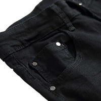 Muške ležerne pamučne pamučne pantalone za rupe Jeans Hlače
