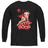 Betty Boop & Sexy Star-omladinski dugi rukav, crni - ekstra veliki
