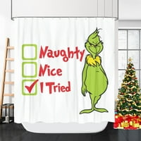 Božić Grinch zavjese za tuširanje, rustikalne zavjere za seosku kuću za kupaonicu Kupatilo Dekor s kukama