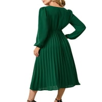 Niuer Women Maxi haljine V izrez dugi rukav haljina Ležerne prilike pune boje zelena XL