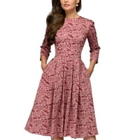 Liacowi ženska cvjetna srednja haljina Vintage Elegantna linijska večernja koktel haljina