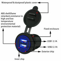 Dual USB punjač utičnica napajanja 2.1A & 2.1A za automobilski brod Marine RV Mobile sa žičanim osiguračem