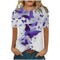 Olyvenn ženske trendi tunika T-majice Rollback Crew izrez košulje Slim Fit Casual Flowy Dression bluza