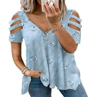 Ženska labava srce Tunika bluza TUNIC LJUDSKE LASE THORCE V izrez Loungeward Kratki rukav Boemski pulover