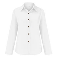 Bluze za žene Dame Spring Summer Fashion Rever Dugi rukav Pamuk i labava ženska majica Ženske vrhove