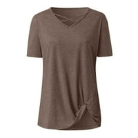 Majice sa čvrstim bojama za žene Trendy kratki krak za kratki rukav Criss Cross Dressy bluza casual