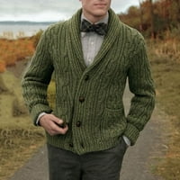 Muška jesenina i zimska modna prugasto retro trend dugih rukava džemper Thermal Plus veličina labava