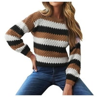 Rovga ženski džemperi ženski ležerni džemper boja blok dugih rukava s dugim rukavima