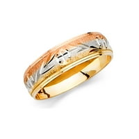 Jewels 14k Zlatni okrugli kubični cirkonijski žuti bijeli i ruža Tri kolor prstena Muška godišnjica vjenčana vezuje veličine 10.5