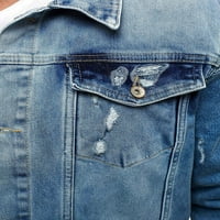 Muški gumb za pranje rublja s dugim traper jean jaknom