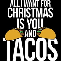 Sve što želim za Božić su vi i tacos muns crna grafički tee - dizajn ljudi M