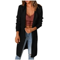 Scyoekwg ženske jakne kaput od kaput s dugim rukavima kaput, casual top cardigan džepnim srednjim i dugoročnim kaputom od polje crni xxxl