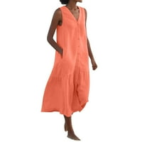 Puawkoer ženske solidne boje temperament suspenzije u boji Duga suknja Lagana struka Duljina dresa